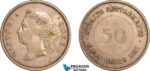 AJ729, Straits Settlements, Victoria, 50 Cents 1891, London Mint, Silver, VF-