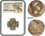 A9-001, Illyria, Damastium (Damastion) AR Tetradrachm (13.45g) c. 400-345 BC, Obv.: Apollo head right, Rev.: Ornate tripod, NGC Ch VF, Strike 3/5, Surface 2/5, Scratches, Rare!