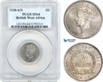 A9-062, British West Africa, George VI, 3 Pence 1938 KN, King Norton Mint, Copper-Nickel, KM# 21, PCGS SP64