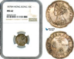 A9-235, Hong Kong, Victoria, 10 Cents 1875 H, Heaton Mint, Silver, Prid-66, NGC MS62
