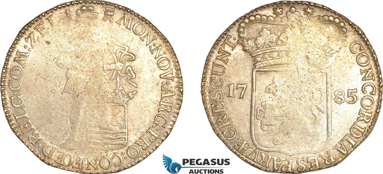 A9-309, Netherlands, Zeeland, Silver Ducat 1785, Silver (28.08g), Delm-976, Weak struck, old cleaning, AU