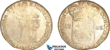 A9-309, Netherlands, Zeeland, Silver Ducat 1785, Silver (28.08g), Delm-976, Weak struck, old cleaning, AU
