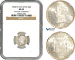 A9-551, Spain, Alfonso XIII, 50 Centimos 1904 (10*) PCV, Madrid Mint, Silver, Cal#62, Blast white, NGC MS65