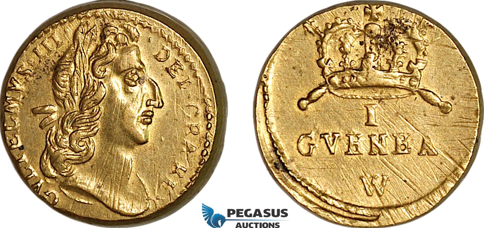 AJ807, England & Netherlands, William III, Monetary Weight for 1 Guinea (8.32g), EF-UNC