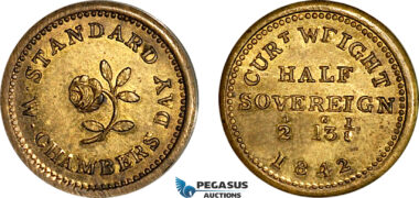 AJ814, Great Britain, Victoria, 1842 Monetary Weight for 1/2 Sovereign, Cf. 2270b (3.96g), EF-UNC