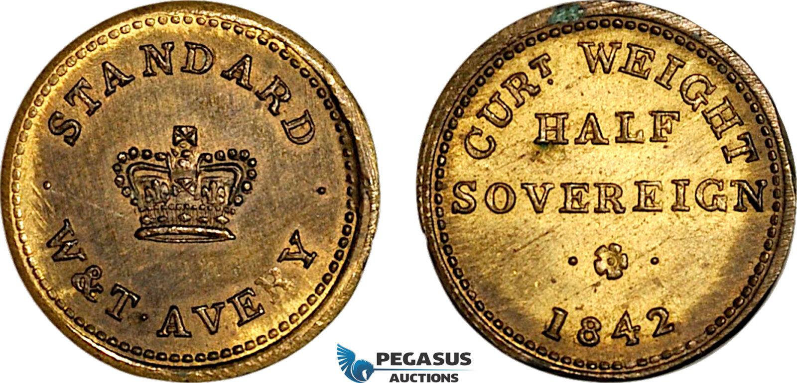 AJ817, Great Britain, Victoria, 1842 Monetary Weight for 1/2 Sovereign, Cf. 2260b (3.96g), EF-UNC