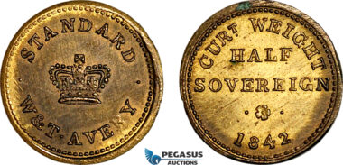 AJ817, Great Britain, Victoria, 1842 Monetary Weight for 1/2 Sovereign, Cf. 2260b (3.96g), EF-UNC