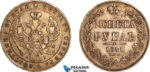 AJ832, Russia, Nicholas I, 1 Rouble 1841 СПБ-НГ, St. Petersburg Mint, Silver, Toned XF