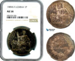 AJ851, French Indo-China, 1 Piastre 1909 A, Paris Mint, Silver, NGC AU58