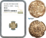 AJ857, Iran, Pahlavi, Silver Wedding Token SH1336 (1957) NGC MS64