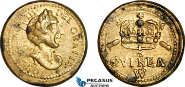 AJ889, England & Netherlands, William III, Monetary Weight for 1/2 Guinea, Cf. W1240 (4.19g), EF