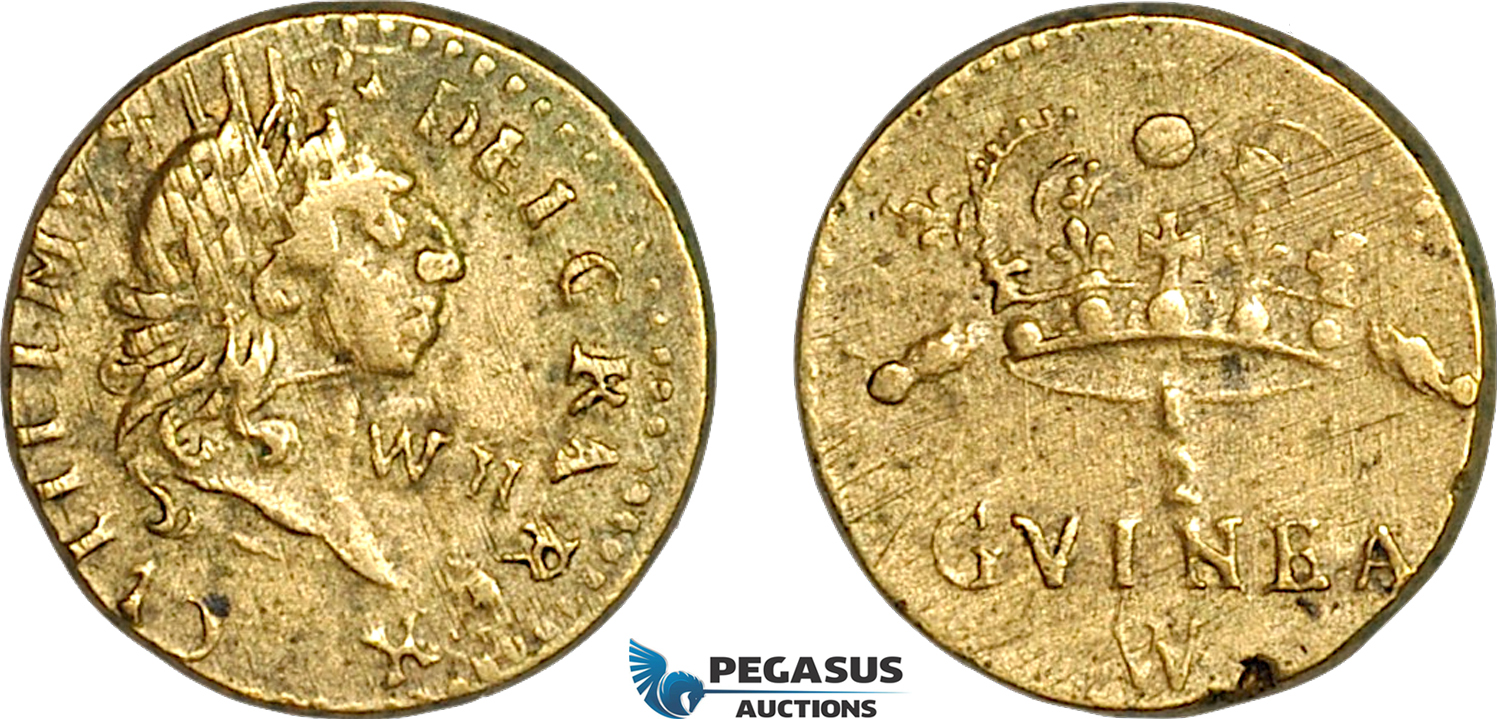 AJ891, England & Netherlands, William III, Monetary Weight for 1/2 Guinea, Cf. W1164 (4.13g), VF