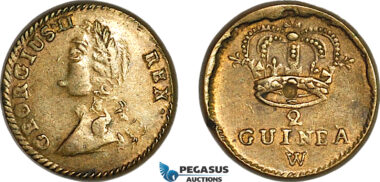 AJ892, Great Britain & Ireland, George II, Monetary Weight for 1/2 Guinea, Cf. W1425 (4.16g), EF, Rare!