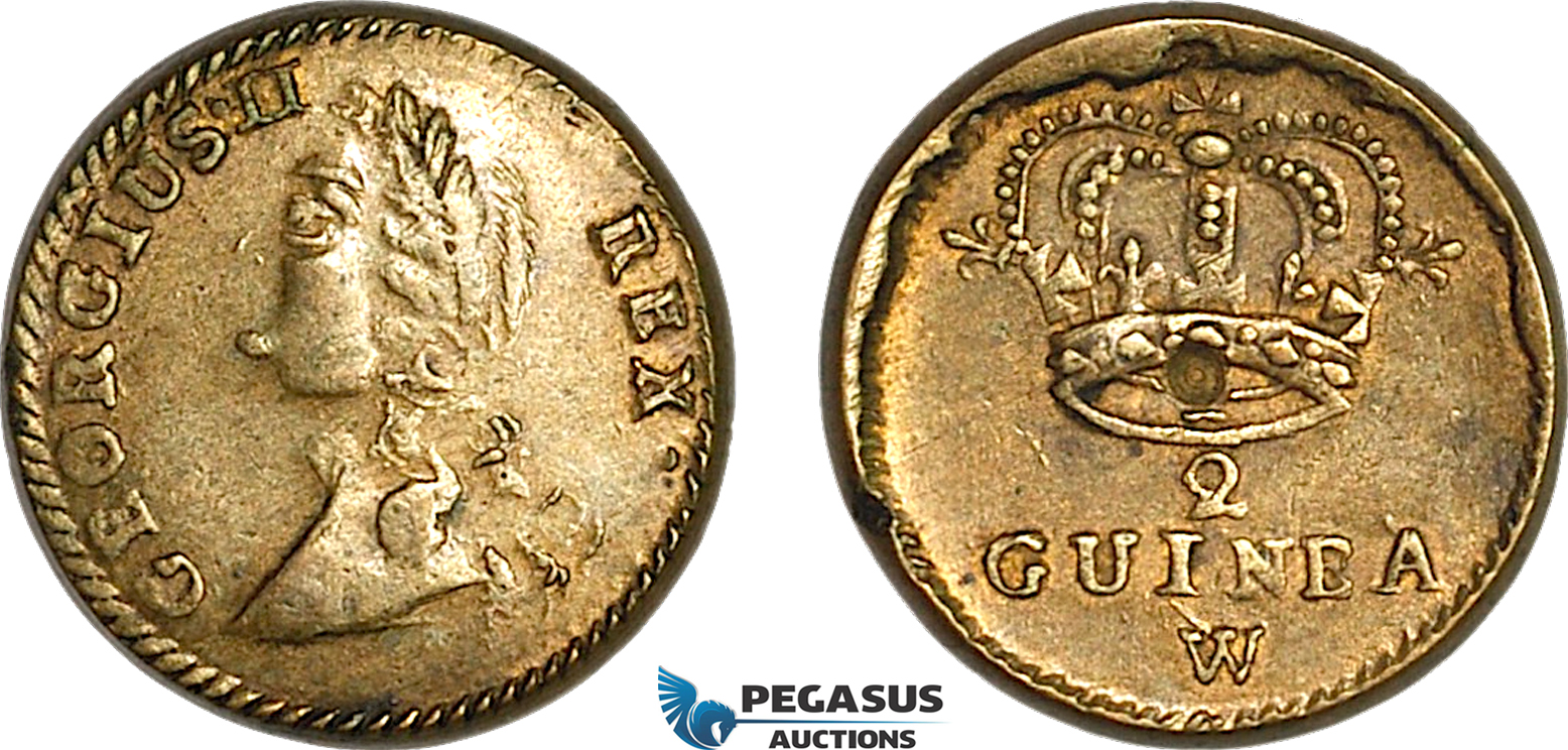 AJ892, Great Britain & Ireland, George II, Monetary Weight for 1/2 Guinea, Cf. W1425 (4.16g), EF, Rare!