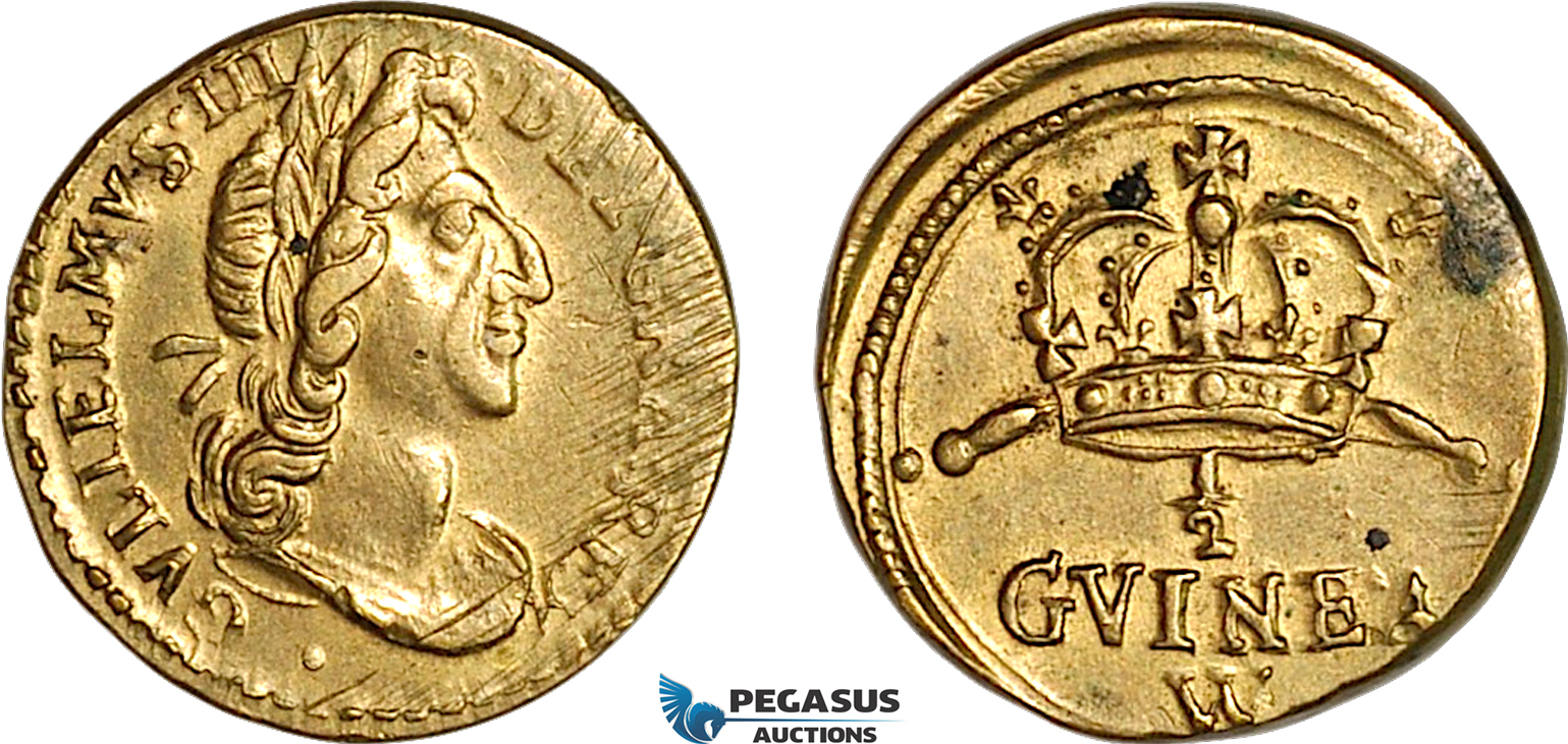 AJ896, England & Netherlands, William III, Monetary Weight for 1/2 Guinea, Cf. W1229 (4.15g), EF