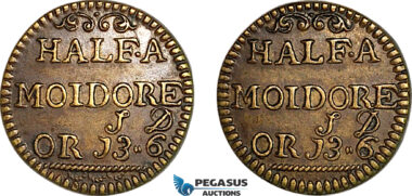 AJ900, Portugal & Brazil, Monetary Weight for 1/2 Moidore (2000 Reis), Cf. 1623 (5.39g), EF
