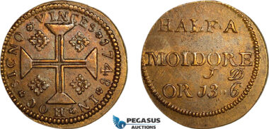 AJ901, Portugal & Brazil, Monetary Weight for 1/2 Moidore (2000 Reis), Cf. 1493 (5.32g), EF