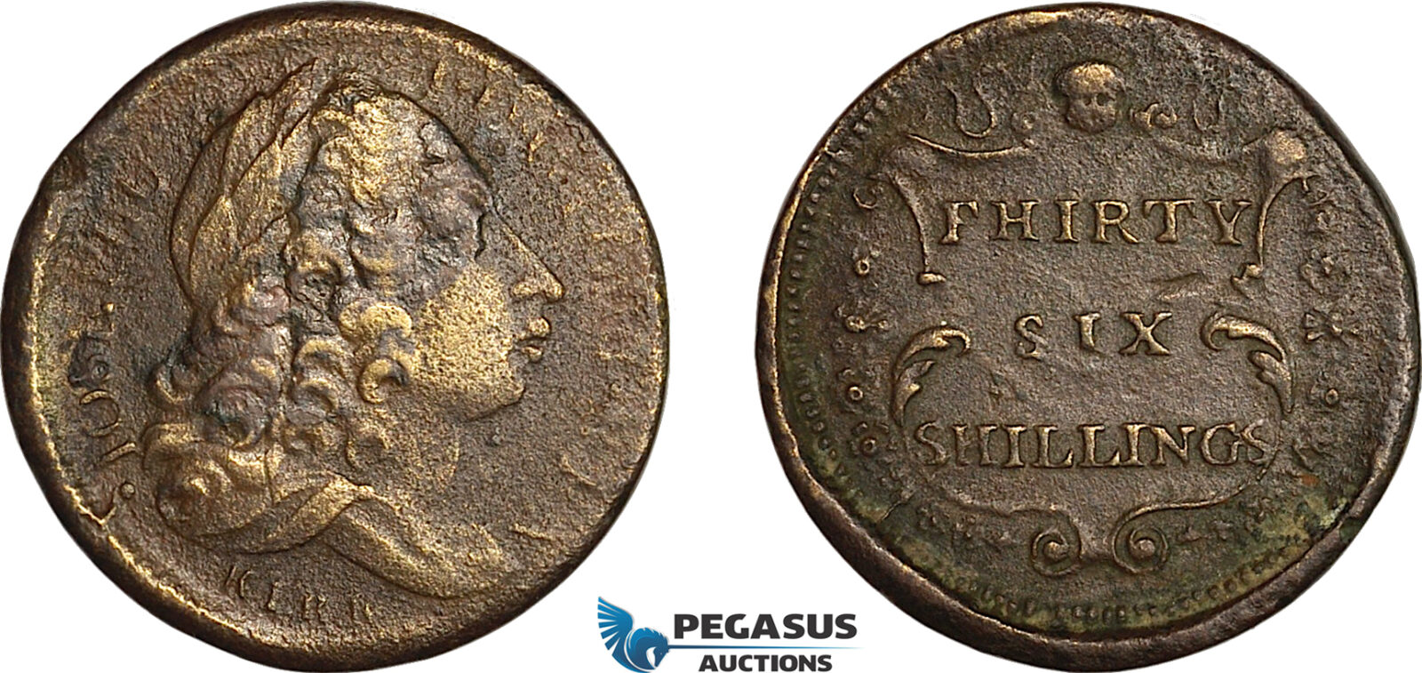 AJ904, Portugal & Brazil, John V, Monetary Weight for 6400 Reis, 36 Shillings, (13.27g), VF