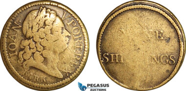 AJ906, Portugal & Brazil, John V, Monetary Weight for 1600 Reis, 9 Shillings, Cf. 1548 (3.35g), F