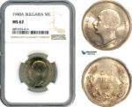 AJ919, Bulgaria, Boris III, 50 Leva 1940 A, Berlin Mint, NGC MS62