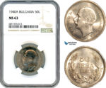 AJ920, Bulgaria, Boris III, 50 Leva 1940 A, Berlin Mint, NGC MS63