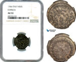 AJ929, Italy, Corsica, Pasquale Paoli, 4 Soldi 1766, Murato Mint, Silver, NGC AU53