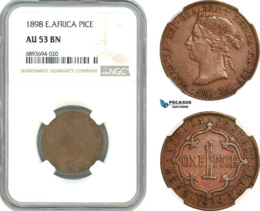 AJ963, East Africa Protectorate, Victoria, 1 Pice 1898, Bombay Mint, NGC AU53BN