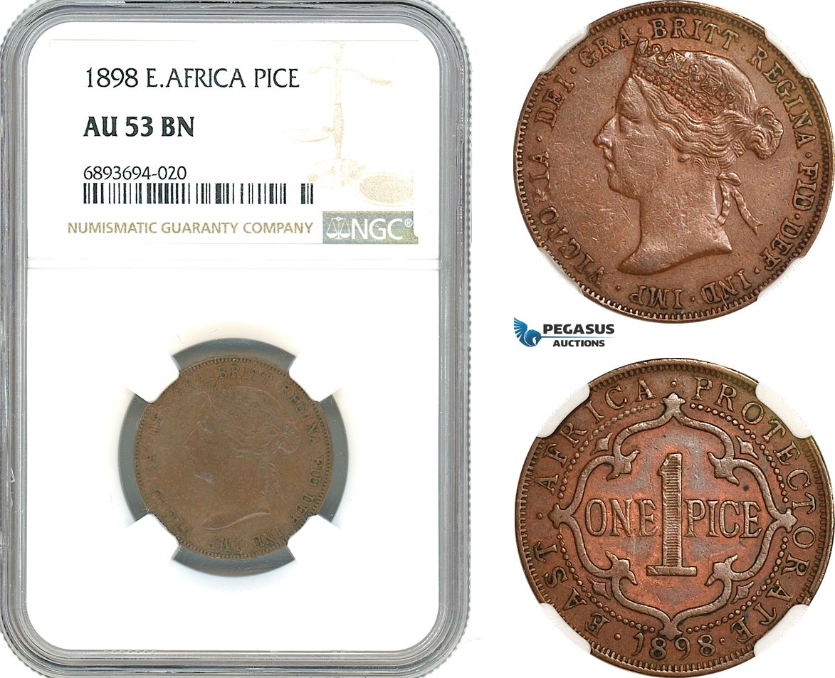 AJ963, East Africa Protectorate, Victoria, 1 Pice 1898, Bombay Mint, NGC AU53BN