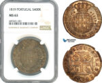 AJ974, Portugal, Joao VI, 400 Reis 1819, Lisbon Mint, Silver, NGC MS63