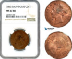 AJ981, British Honduras, Victoria, 1 Cent 1885, London Mint, NGC MS62RB