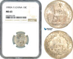 AK002, French Indo-China, 10 Centimes 1900 A, Paris Mint, Silver, NGC MS63