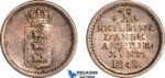 AK053, Danish West Indies, Frederik VII, 10 Skilling 1848, Silver, Toned AU