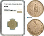 AK074, Mongolia, 20 Mongo AH27 (1937) NGC AU58