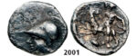 05.05.2013, Auction 2/2001. Ancient Greek, Calabria Tarentum, Obol, Silver (0.91g)