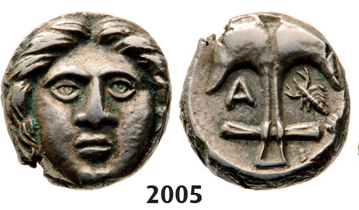 05.05.2013, Auction 2/ 2005. Ancient Greek,Thrace, Apollonia Pontica, Diobol (Struck 400-350 BC) Silver (1.21g)