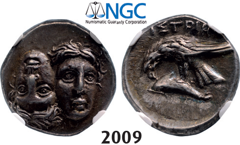 05.05.2013, Auction 2/ 2009. Ancient Greek, Moesia, Istros, Drachm (4 th Century BC) Silver (5.71g) NGC AU