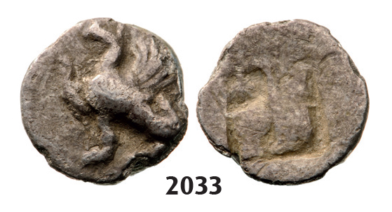 05.05.2013, Auction 2/2033. Ancient Greek, Ionia, Klazomenai, Diobol (Struck 499-494 BC) Silver (0.41g)