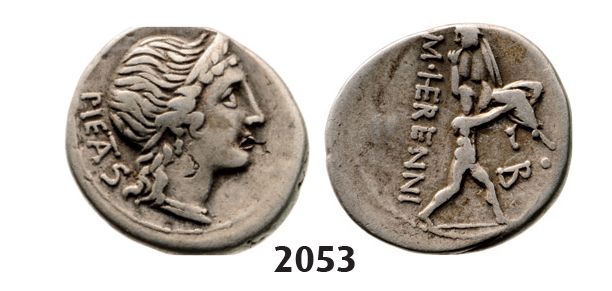 05.05.2013, Auction 2/2053. Roman Republic, M. Herennius (108-107 BC) Denarius, Rome, Silver (3.94g)