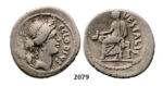 05.05.2013, Auction 2/2079. Roman Republic, C. Clodius C.f. Vestalis (41 BC) Denarius, Rome, Silver (3.73g)