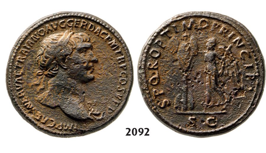 05.05.2013, Auction 2/2092. Roman Empire, Trajan, 103-111 AD, Æ Sestertius (Struck 106-107 AD) Rome, Bronze (25.69g)