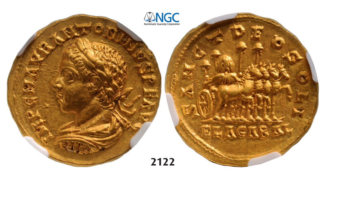 05.05.2013, Auction 2/2122. Roman Empire, Elagabalus, 218-222 AD, AV Aureus (Struck 218-219 AD) Antioch, GOLD (7.10g), NGC AU*