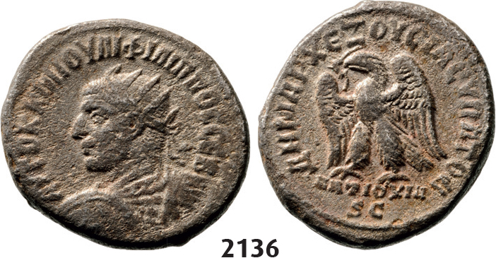 05.05.2013, Auction 2/2136. Roman Empire, Provincial Coinage, Philip I, 244-249 AD,Tetradrachm, Antioch (Syria) Silver (11.09g)