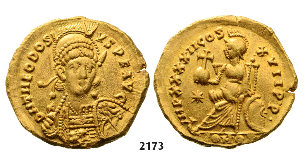 05.05.2013, Auction 2/2173. Roman Empire, Theodosius II, 402-450 AD, Solidus (Struck 441-450 AD) Constantinople, GOLD (4.47g)
