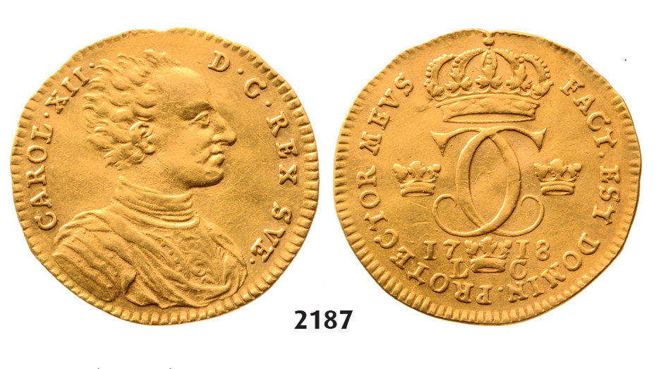 05.05.2013, Auction 2/ 2187. Sweden, Karl XII, 1697-1718, Dukat 1718-L/C, Stockholm, GOLD