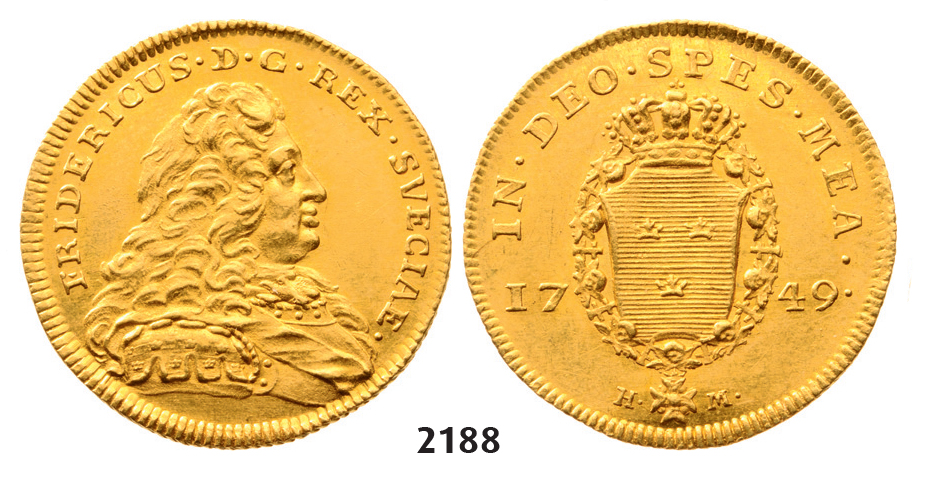 05.05.2013, Auction 2/2188. Sweden, Fredrik I, 1720-1751, Dukat 1749-H/M, Stockholm, GOLD
