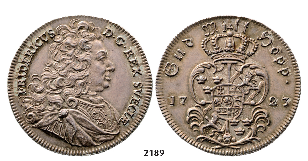 05.05.2013, Auction 2/2189. Sweden, Fredrik I, 1720-1751, ½ Riksdaler (Krell) 1723, Stockholm, Silver
