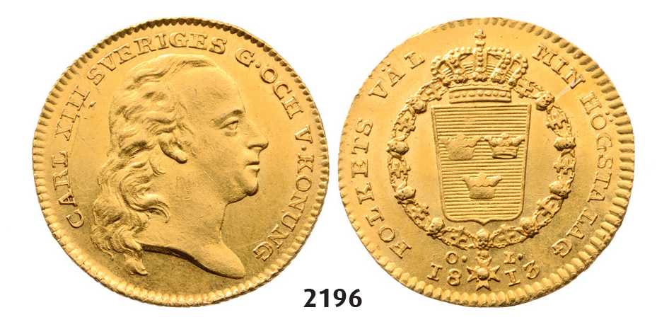 05.05.2013, Auction 2/ 2196. Sweden, Karl XIII, 1809-1818, Dukat 1813-O/L, Stockholm, GOLD