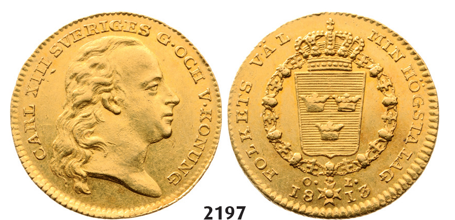 05.05.2013, Auction 2/ 2197. Sweden, Karl XIII, 1809-1818, Dukat 1813-O/L, Stockholm, GOLD