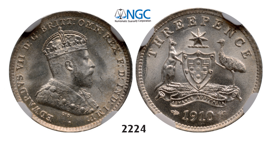05.05.2013, Auction 2/2224. Australia, Edward VII, 1901-1910, Threepence, 1910, London, Silver, NGC MS66