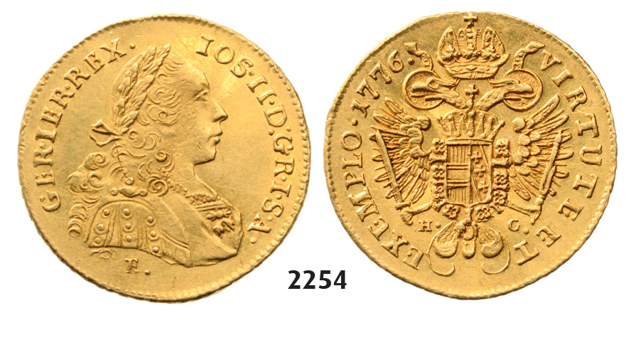 05.05.2013, Auction 2/2254. Austria, Joseph II. as coregent, 1765-1780, Ducat 1776-E/HG, Karlsburg, GOLD